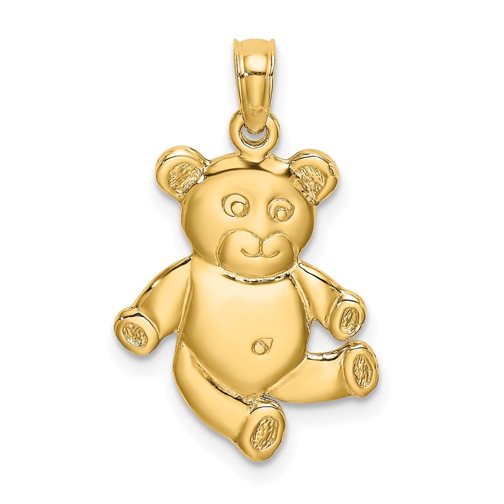 10K Yellow Gold Polished Medium Reversible Teddy Bear Charm