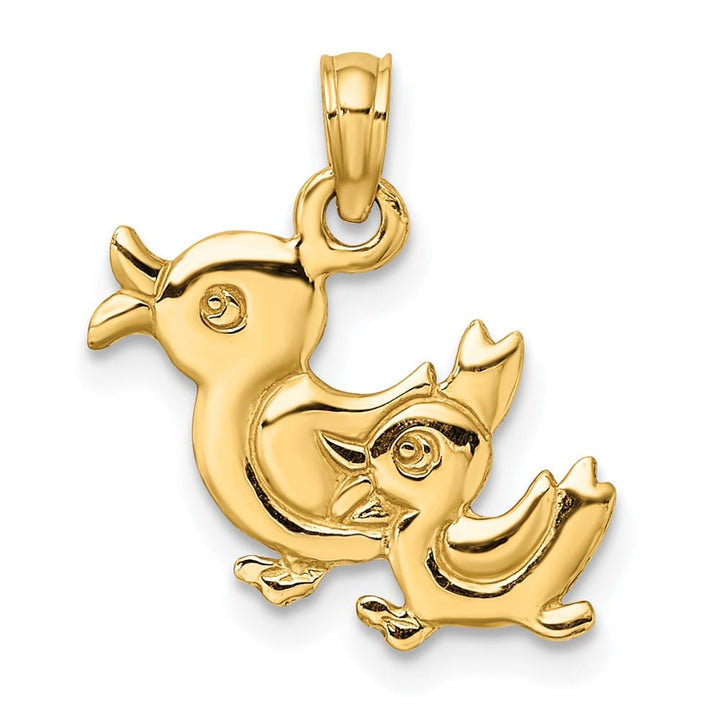 10K Yellow Gold Polished Medium Reversible Two Ducks Charm