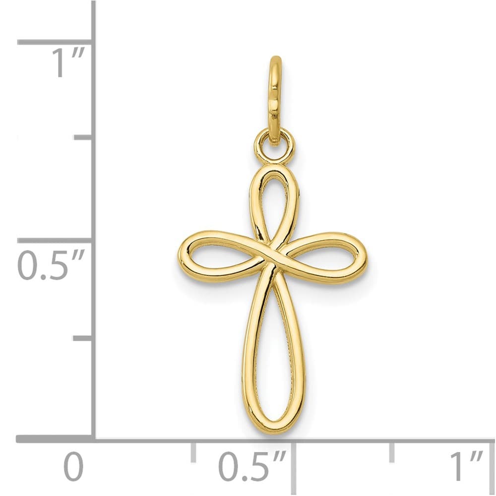 10K Yellow Gold Polished Medium Ribbon Passion Cross Pendant 20x11.5mm, view 4 of 4