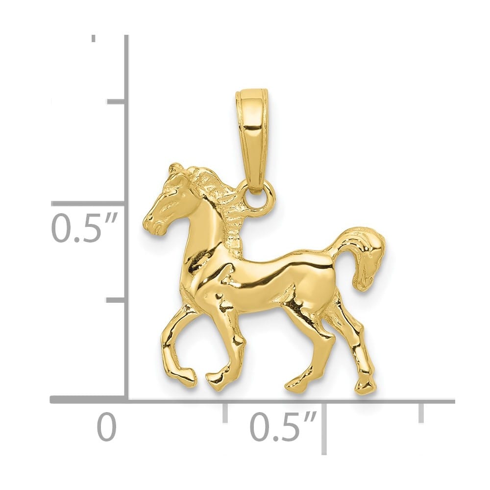 10K Yellow Gold Polished Medium Standing Horse Pendant