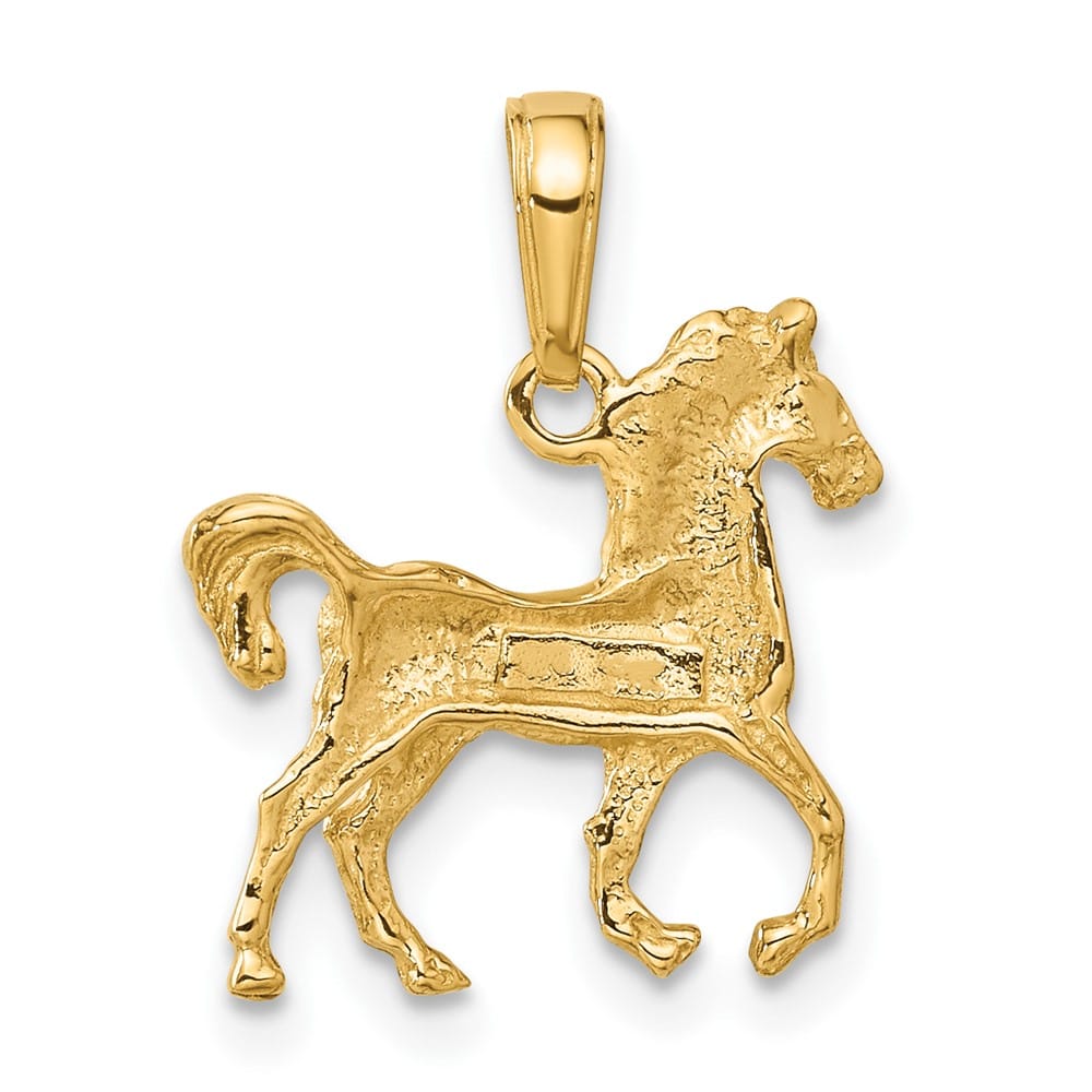 10K Yellow Gold Polished Medium Standing Horse Pendant