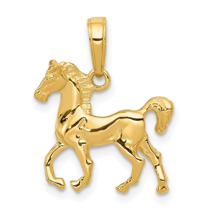 10K Yellow Gold Polished Medium Standing Horse Pendant