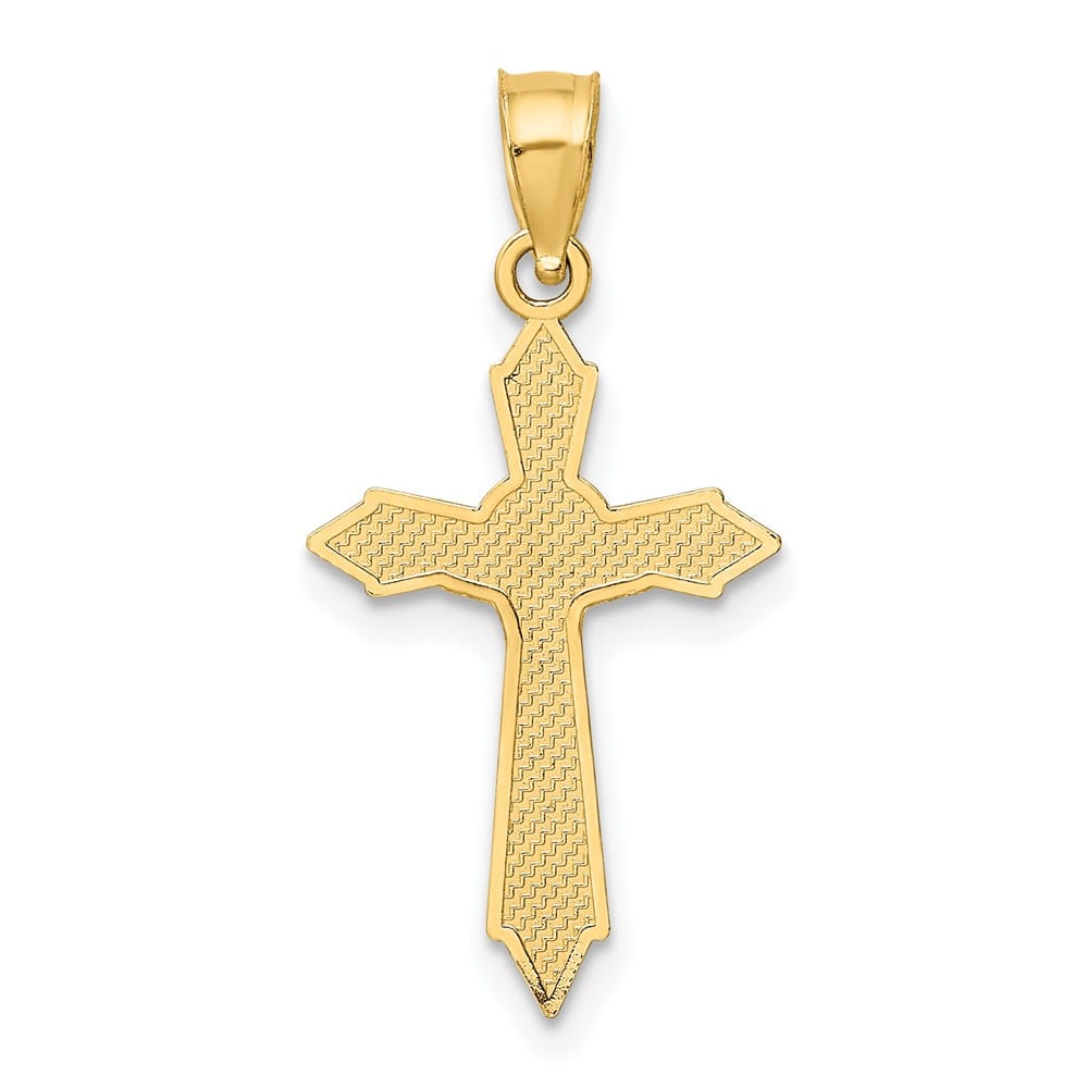 10K Yellow Gold Polished Medium with Arrow Pointed Ends Crucifix Charm