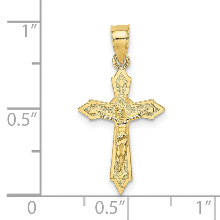10K Yellow Gold Polished Medium with Arrow Pointed Ends Crucifix Charm