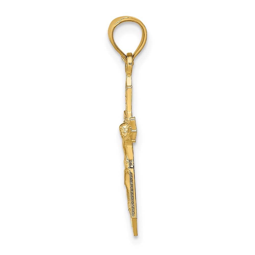 10K Yellow Gold Polished Medium with Arrow Pointed Ends Crucifix Charm