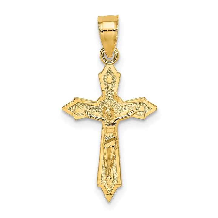 10K Yellow Gold Polished Medium with Arrow Pointed Ends Crucifix Charm