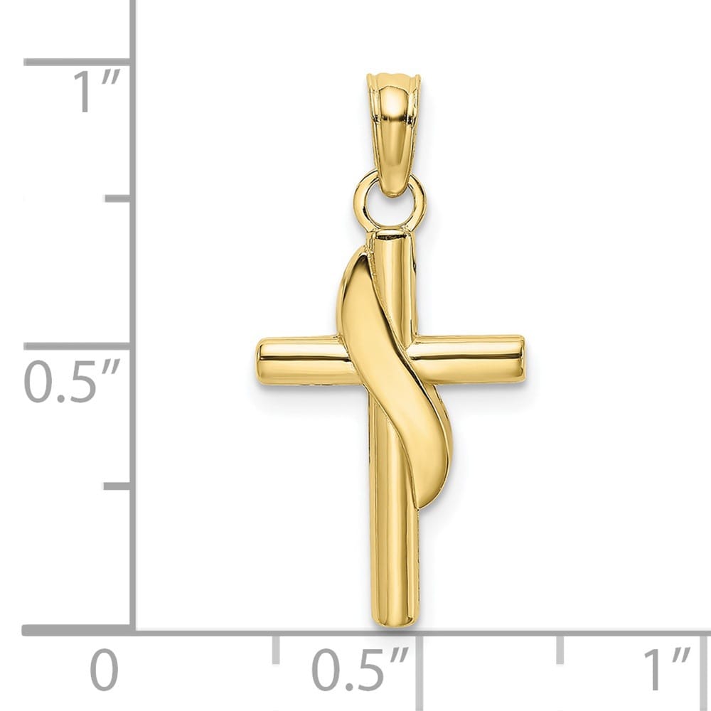 10K Yellow Gold Polished Medium with Banner Methodist Cross Charm