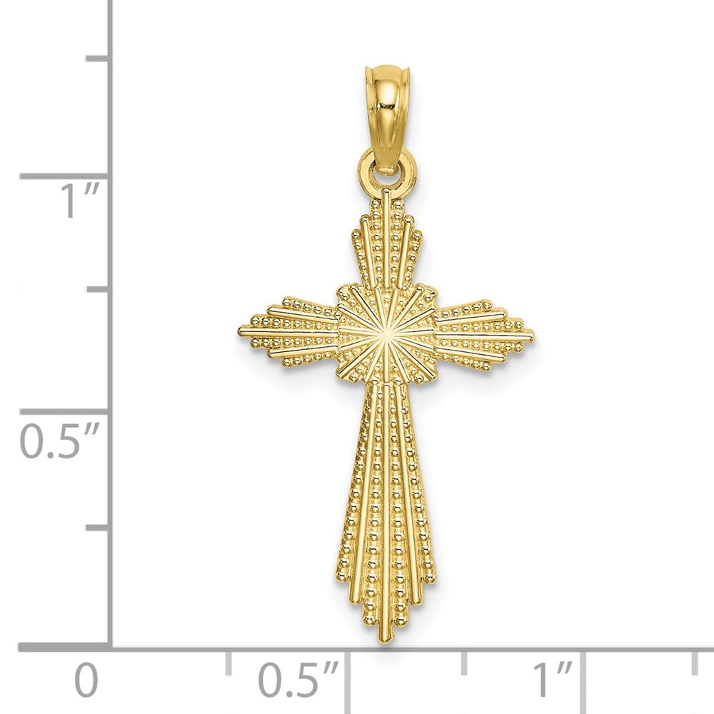 10K Yellow Gold Polished Medium with Pointed Ends Fancy Cross Charm