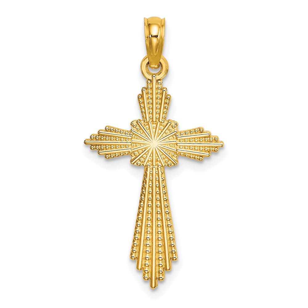 10K Yellow Gold Polished Medium with Pointed Ends Fancy Cross Charm