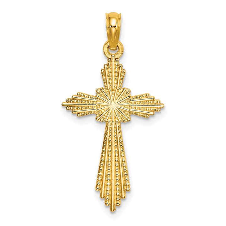 10K Yellow Gold Polished Medium with Pointed Ends Fancy Cross Charm