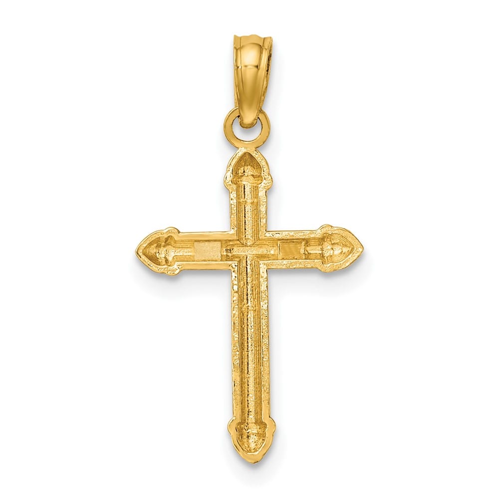 10K Yellow Gold Polished Medium with Scroll Design Passion Cross Charm