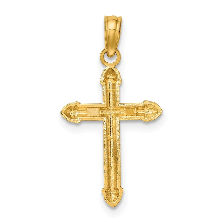 10K Yellow Gold Polished Medium with Scroll Design Passion Cross Charm