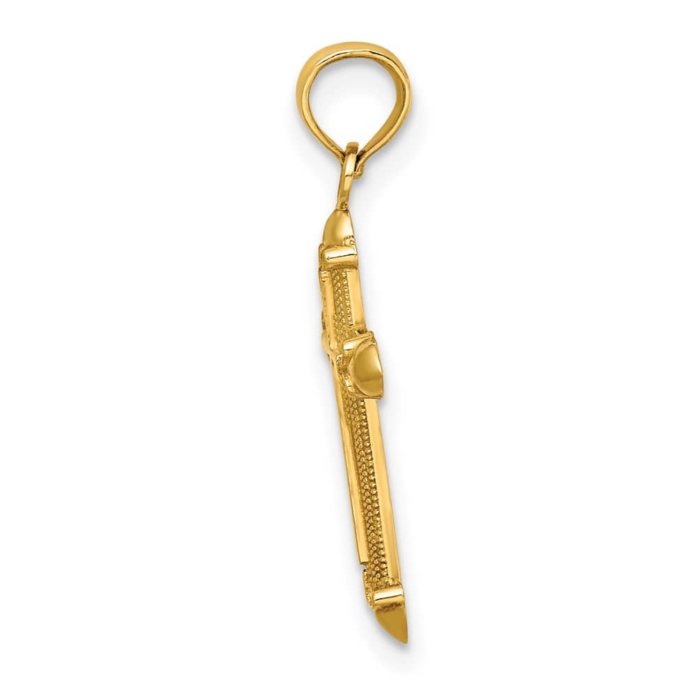 10K Yellow Gold Polished Medium with Scroll Design Passion Cross Charm