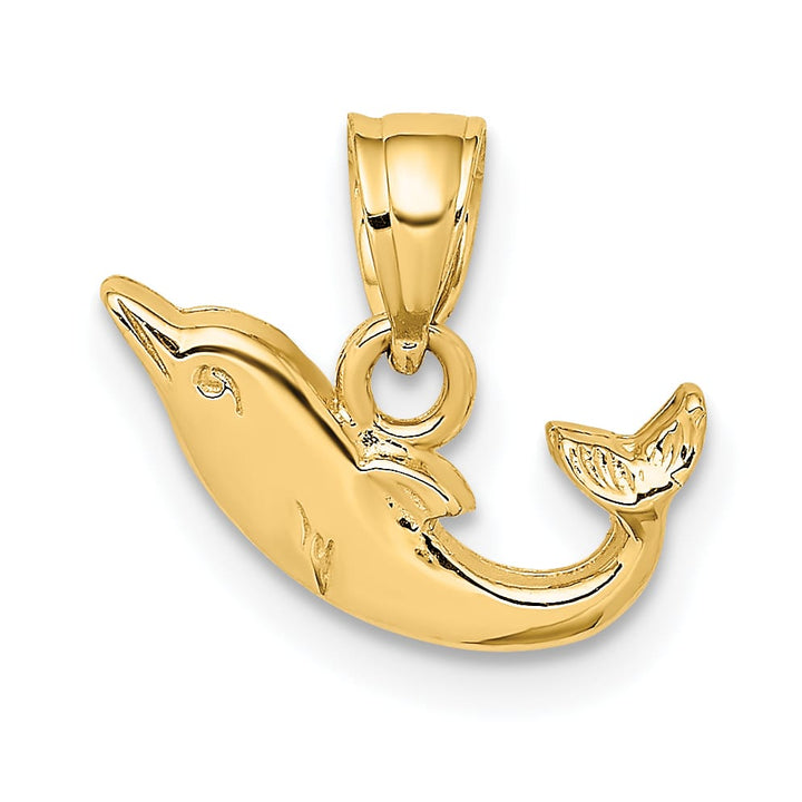 10K Yellow Gold Polished Mini Dolphin Charm
