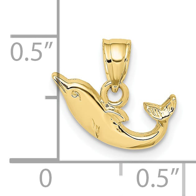 10K Yellow Gold Polished Mini Dolphin Charm