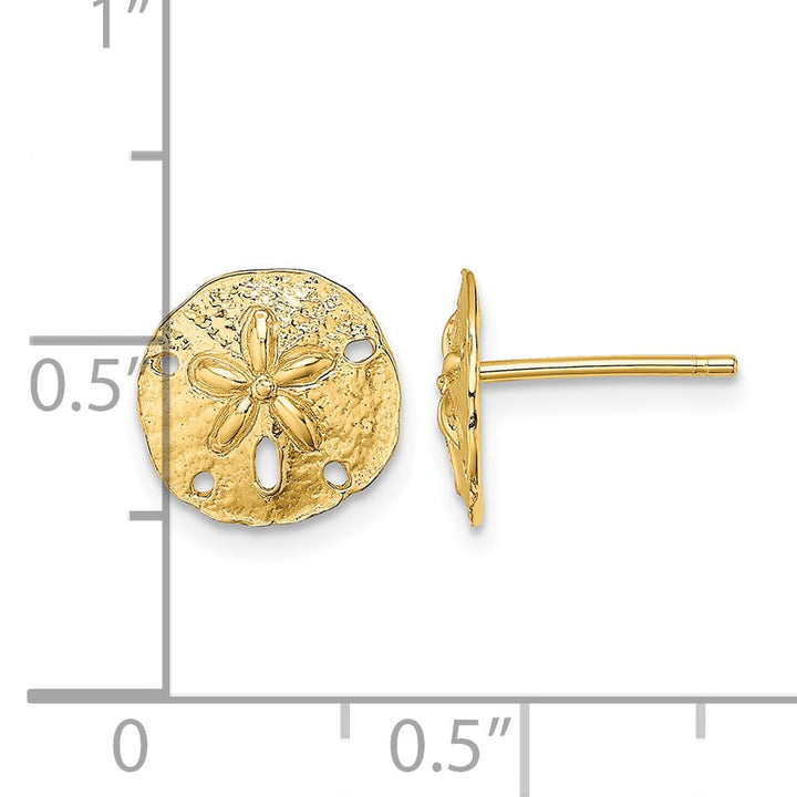 10k Yellow Gold Polished Mini Sand Dollar Post Earrings