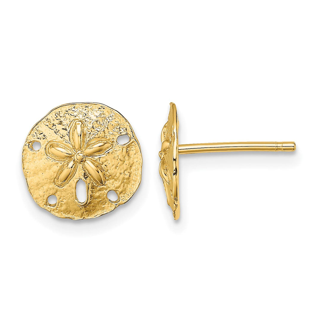 10k Yellow Gold Polished Mini Sand Dollar Post Earrings