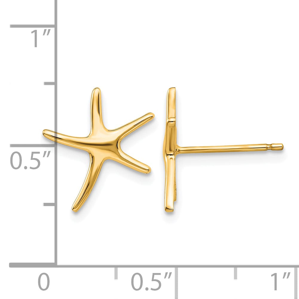 10k Yellow Gold Polished Mini Starfish Post Earrings
