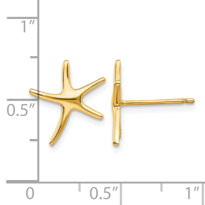 10k Yellow Gold Polished Mini Starfish Post Earrings