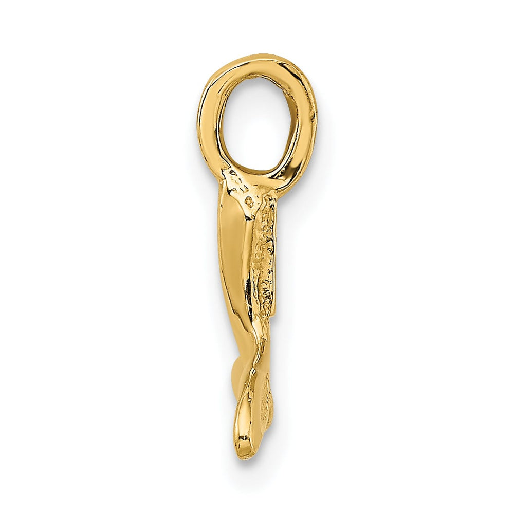 10K Yellow Gold Polished Mini Whale Tail Charm