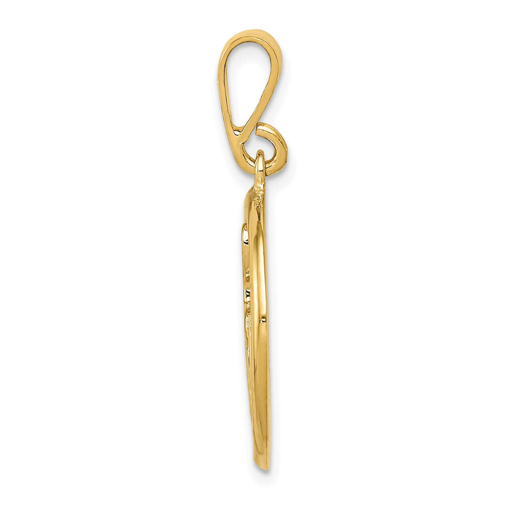10K Yellow Gold Polished Musical Notes in Circle Pendant