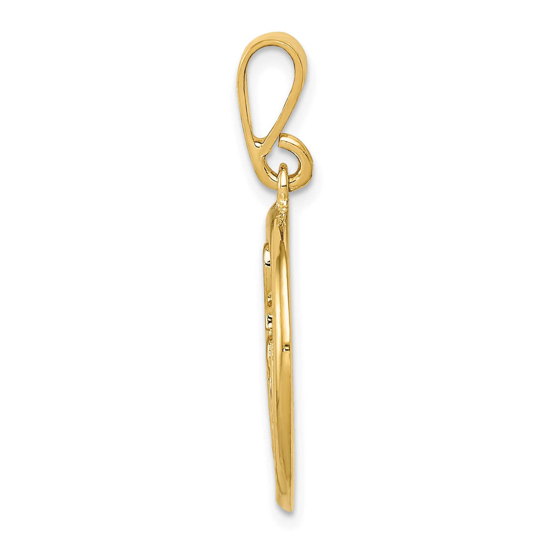 10K Yellow Gold Polished Musical Notes in Circle Pendant