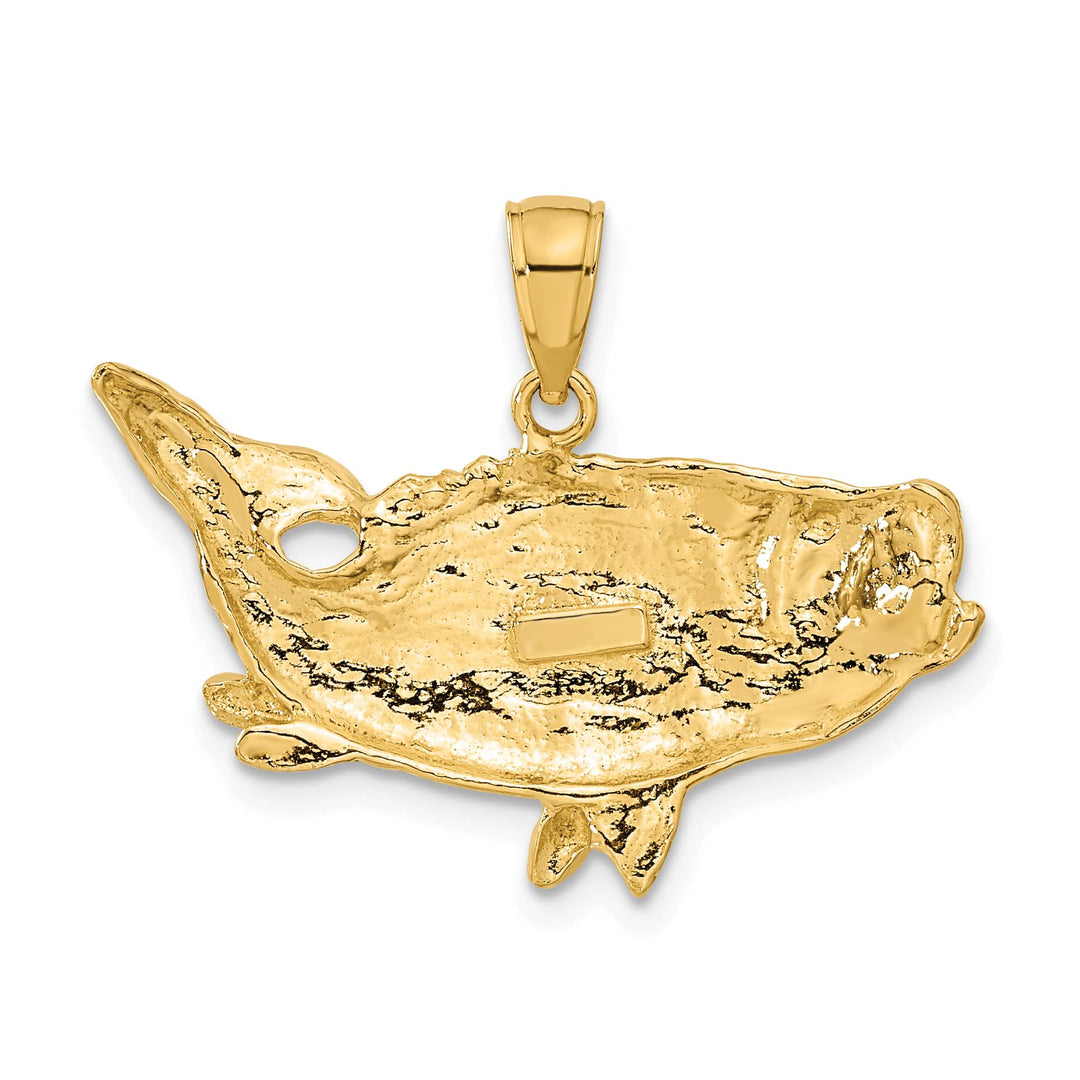 10K Yellow Gold Polished Open-Backed Bass Fish Pendant