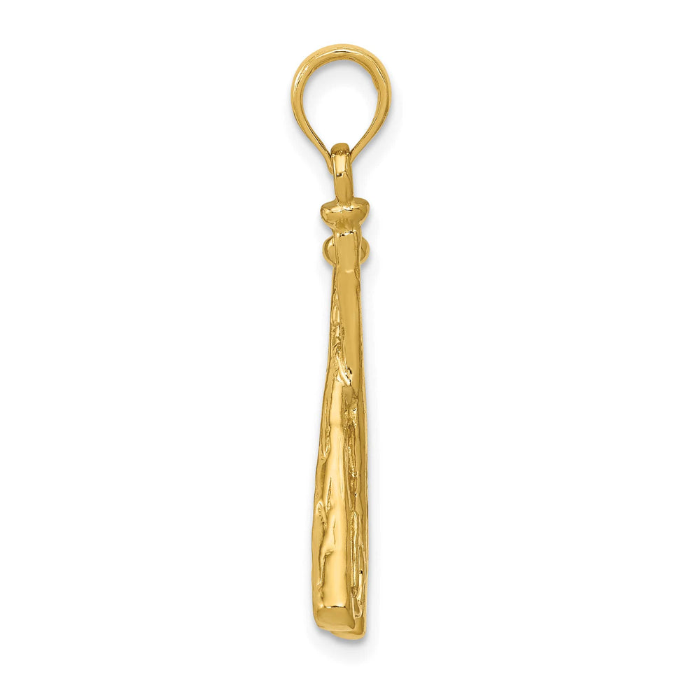 10K Yellow Gold Polished Open-Backed Bats and Baseball Pendant, Large