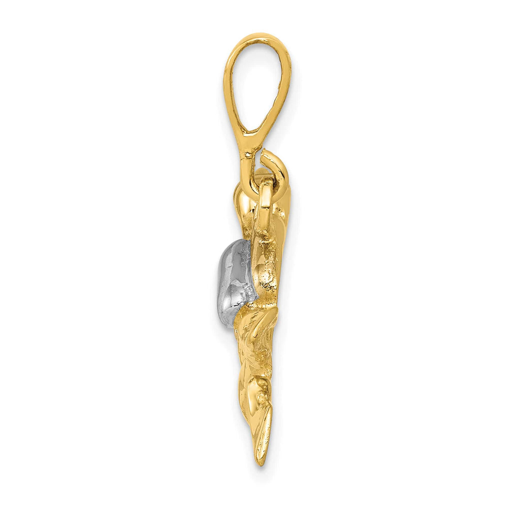 10K Yellow Gold Polished Open-Backed Scuba Diver Pendant