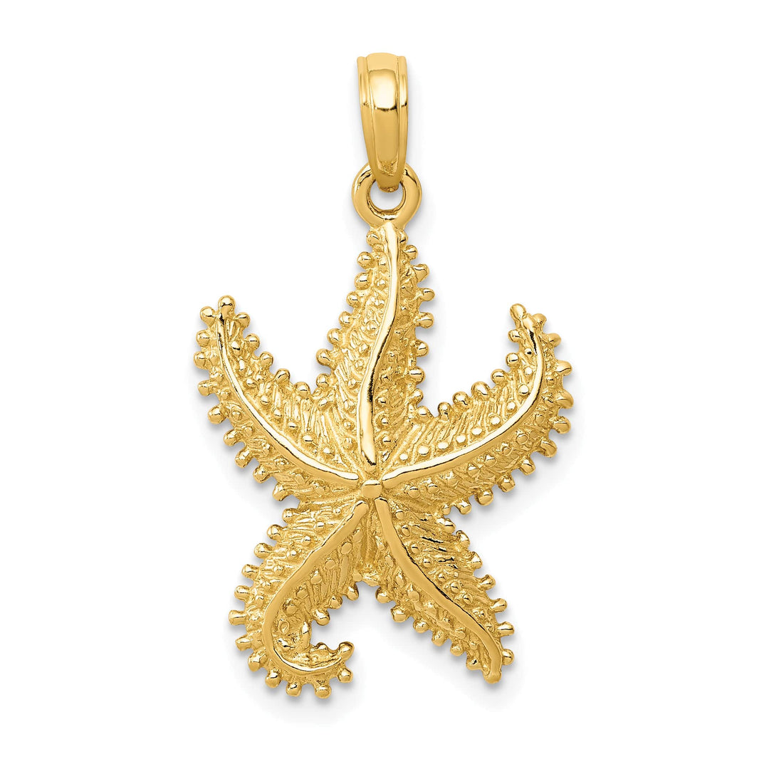 10K Yellow Gold Polished Open-Backed Starfish Pendant, Large