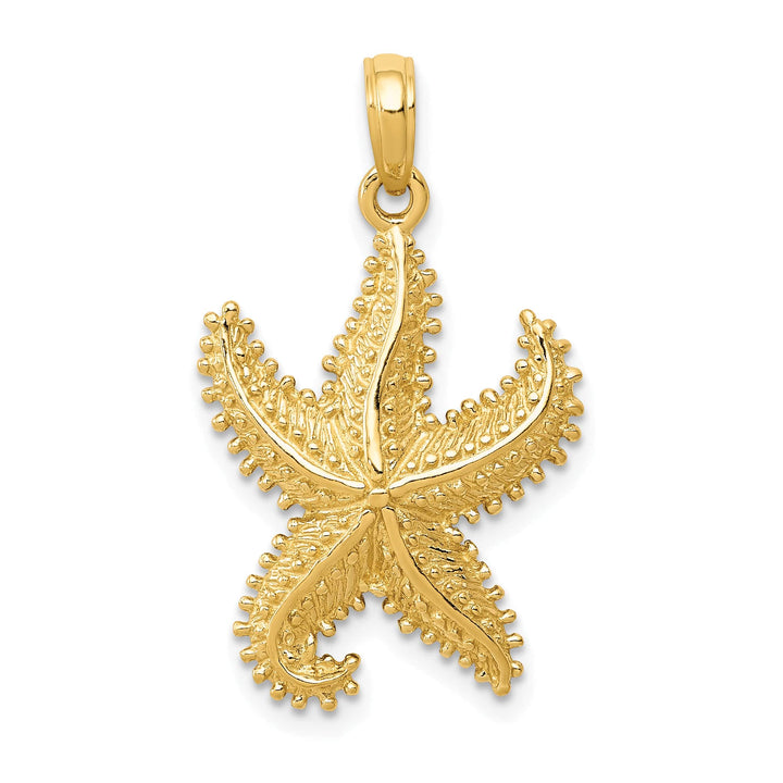 10K Yellow Gold Polished Open-Backed Starfish Pendant, Large