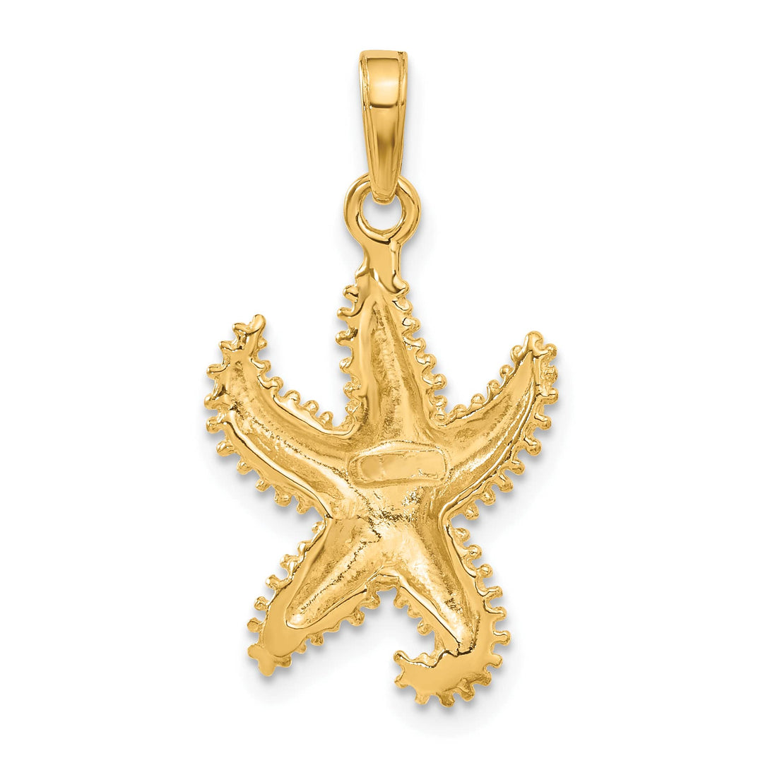 10K Yellow Gold Polished Open-Backed Starfish Pendant, Large