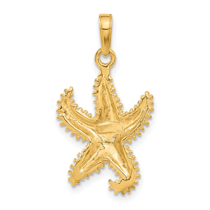 10K Yellow Gold Polished Open-Backed Starfish Pendant, Large