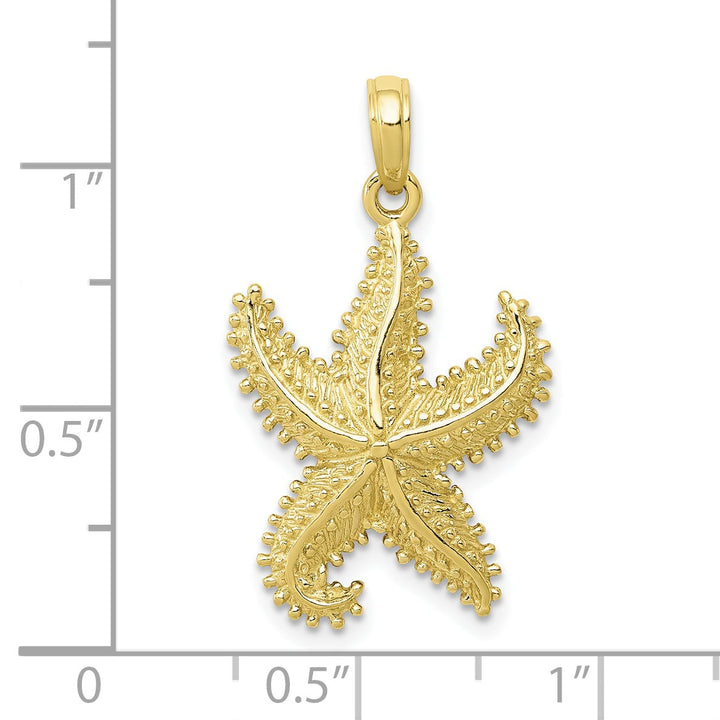 10K Yellow Gold Polished Open-Backed Starfish Pendant, Large