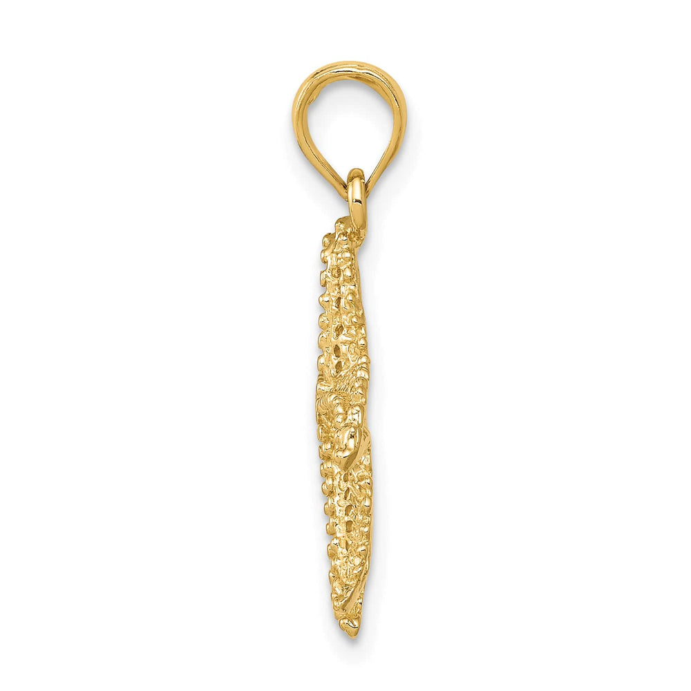 10K Yellow Gold Polished Open-Backed Starfish Pendant, Small