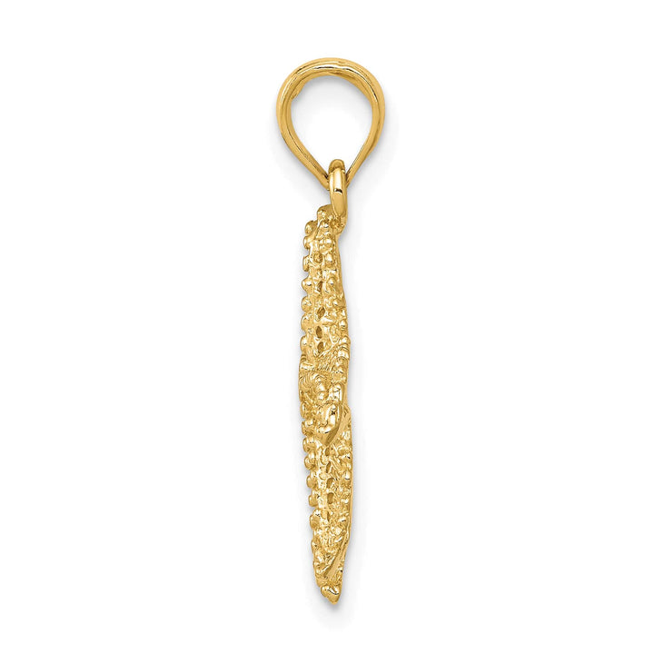 10K Yellow Gold Polished Open-Backed Starfish Pendant, Small