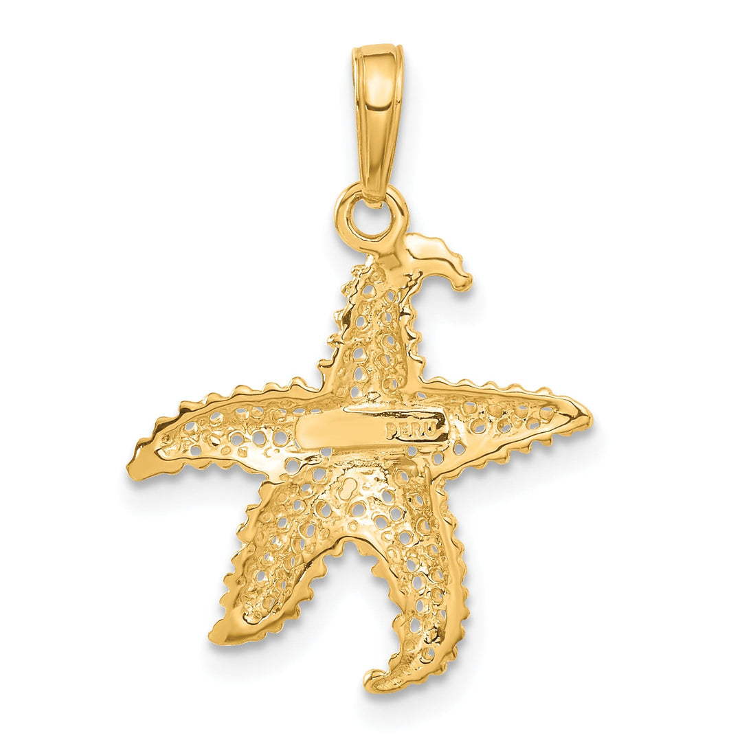 10K Yellow Gold Polished Open-Backed Starfish Pendant, Small