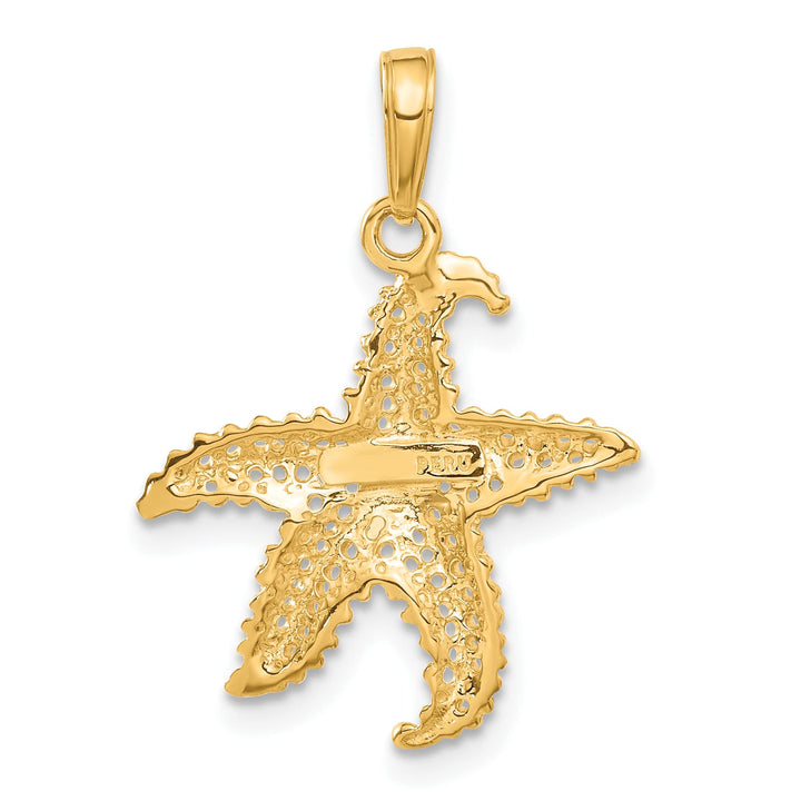10K Yellow Gold Polished Open-Backed Starfish Pendant, Small