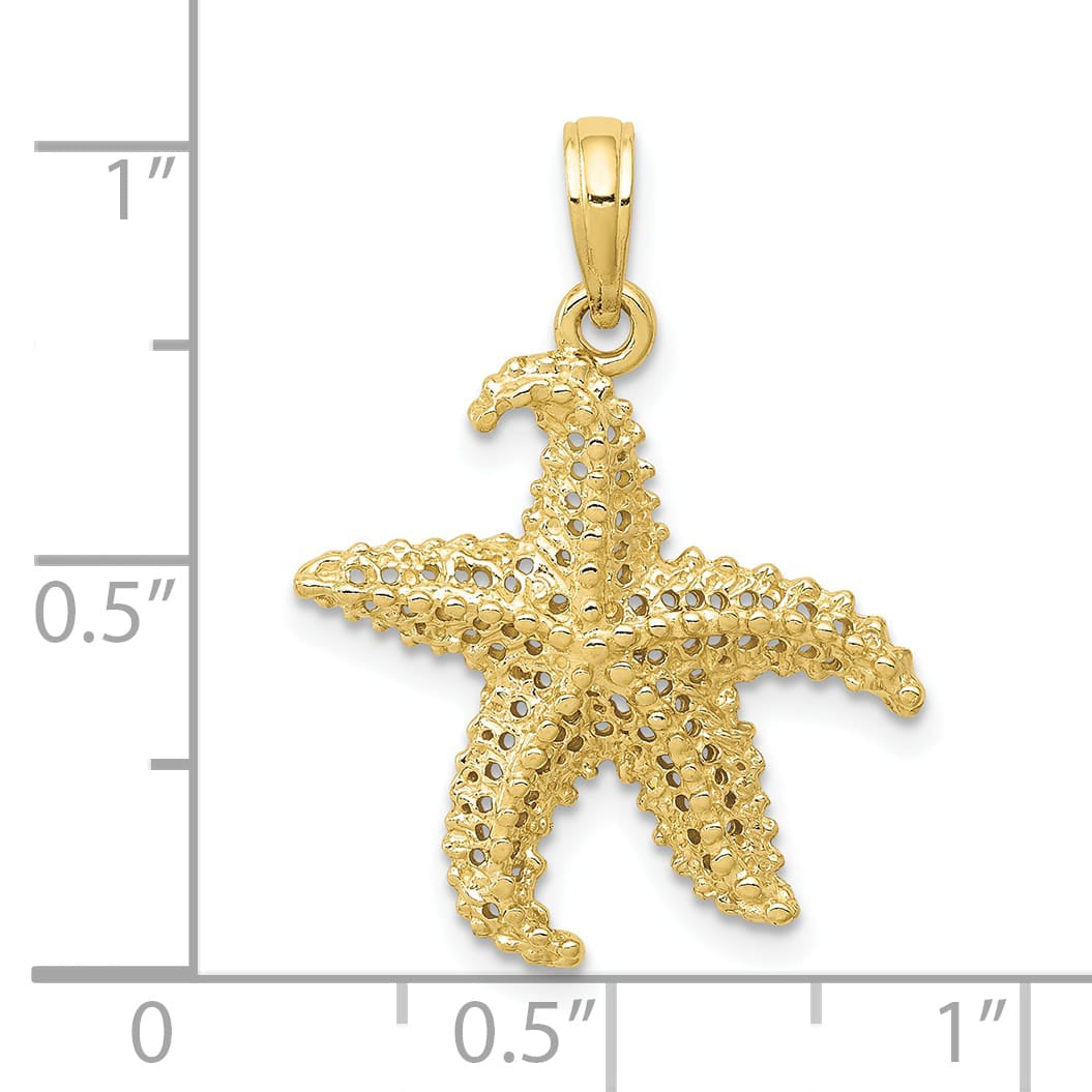 10K Yellow Gold Polished Open-Backed Starfish Pendant, Small