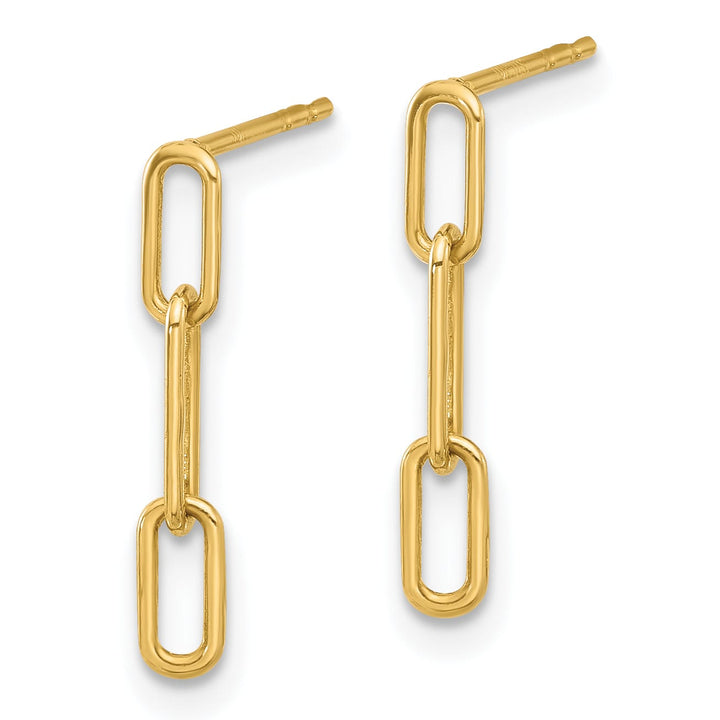 10k Yellow Gold Polished Paperclip Link Post Dangle Earrings