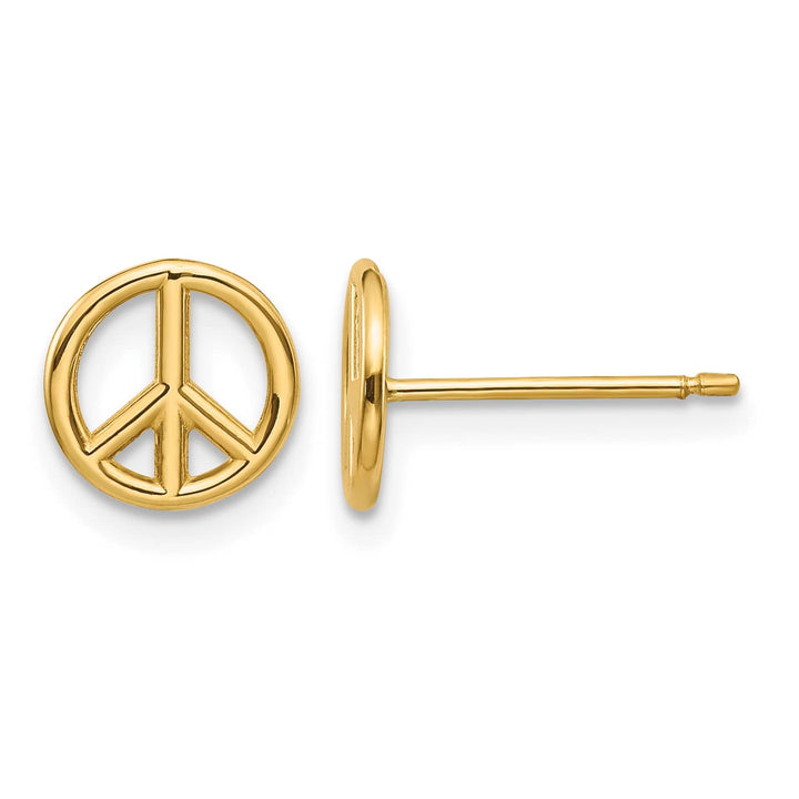 10k Yellow Gold Polished Peace Symbol Post Earrings