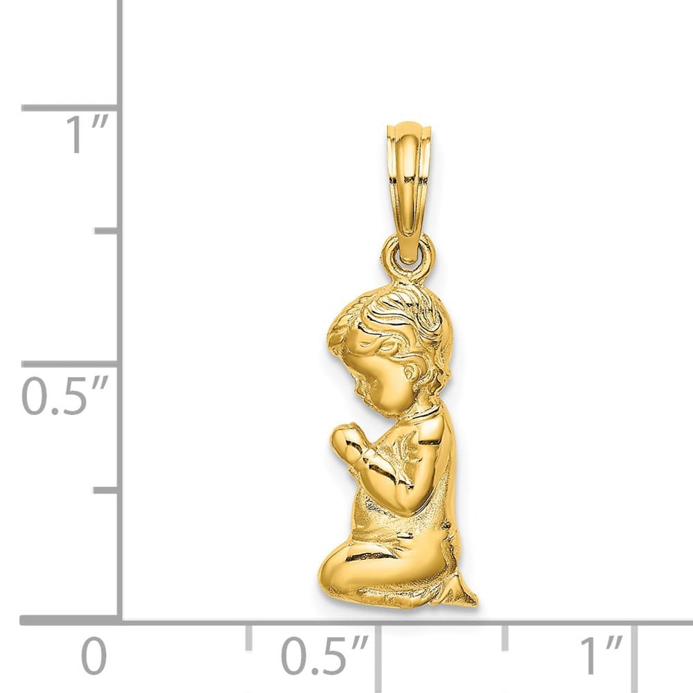 10K Yellow Gold Polished Praying Boy Charm