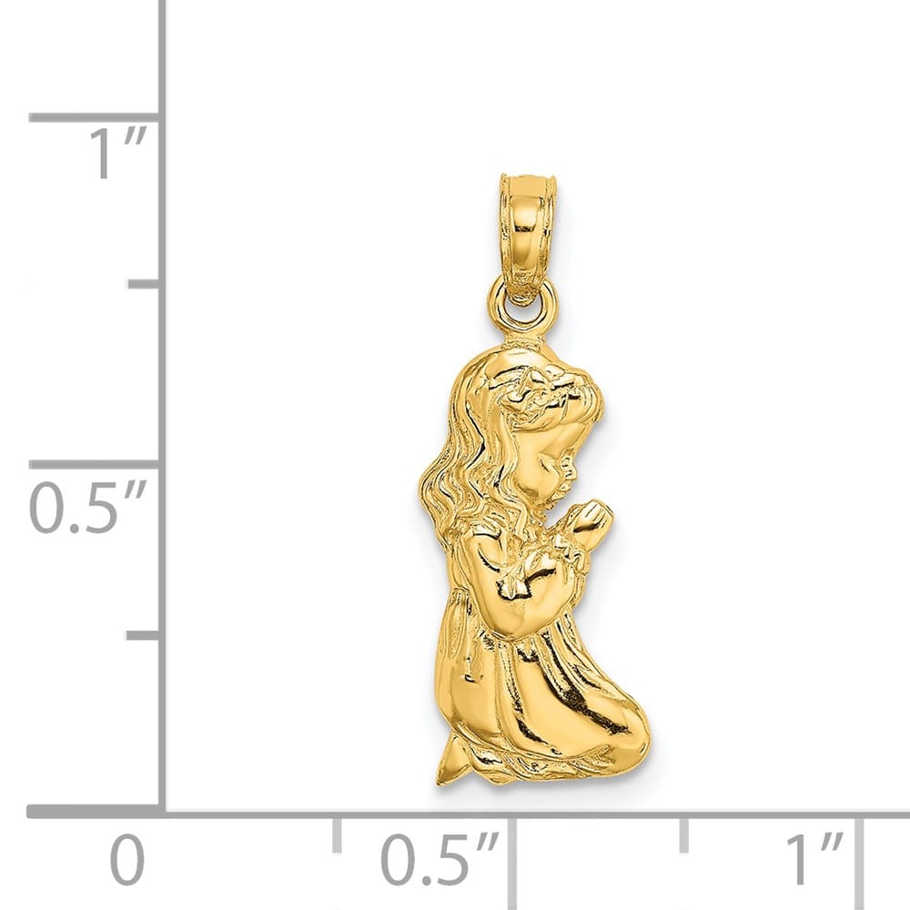 10K Yellow Gold Polished Praying Girl Charm
