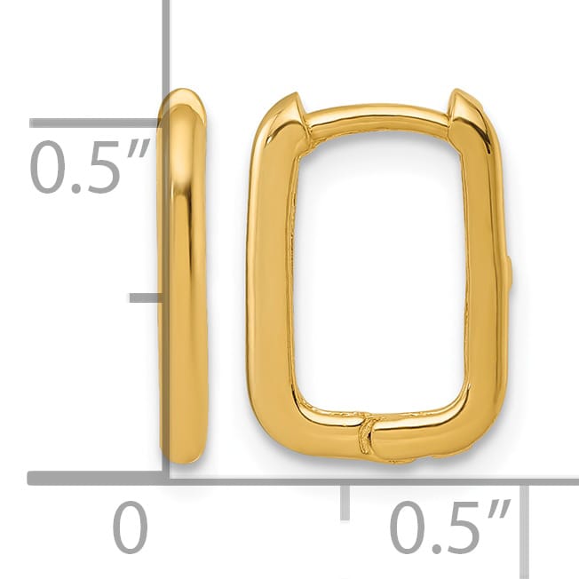 10k Yellow Gold Polished Rectangle 1.85mm Hinged Hoop Earrings