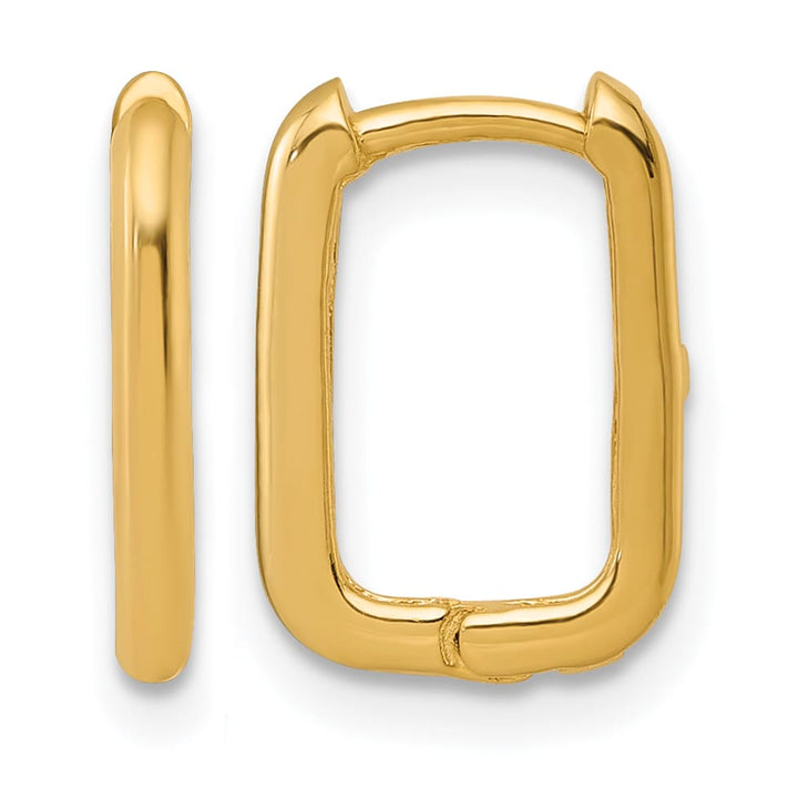 10k Yellow Gold Polished Rectangle 1.85mm Hinged Hoop Earrings