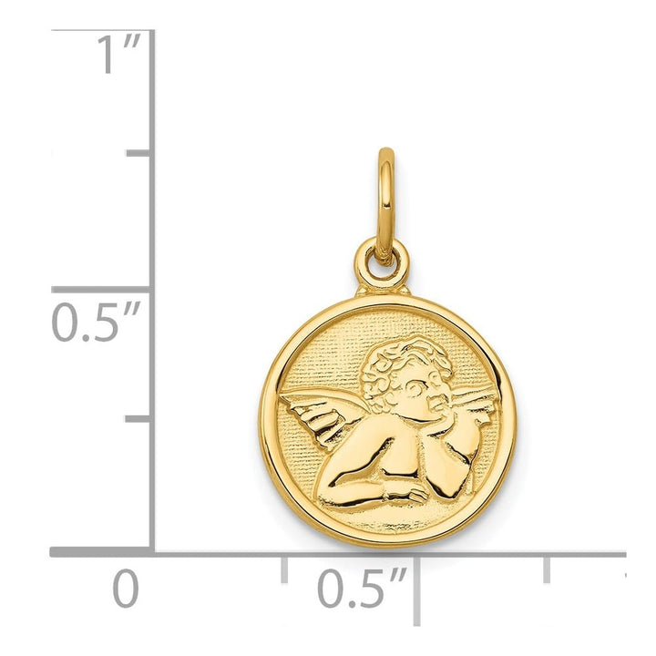 10K Yellow Gold Polished Round Angel Charm