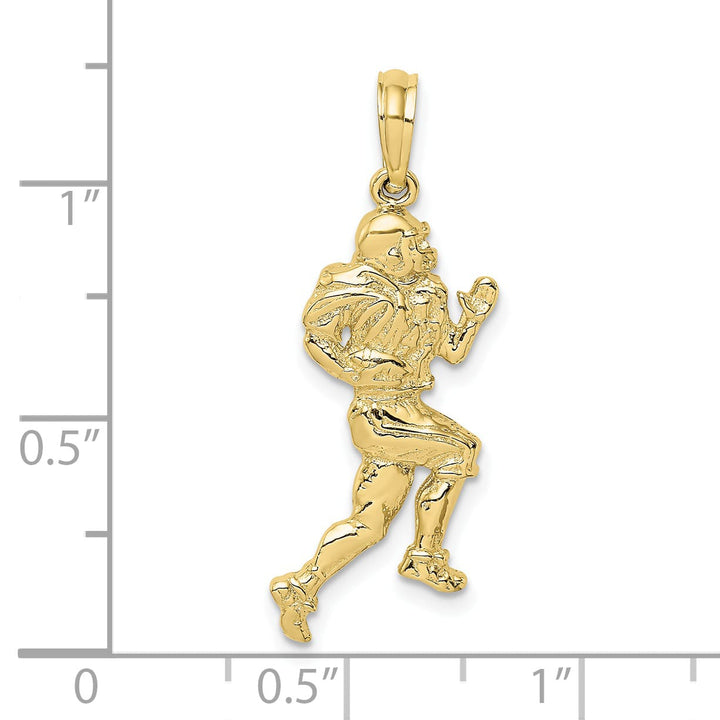 10K Yellow Gold Polished Running Football Player Charm