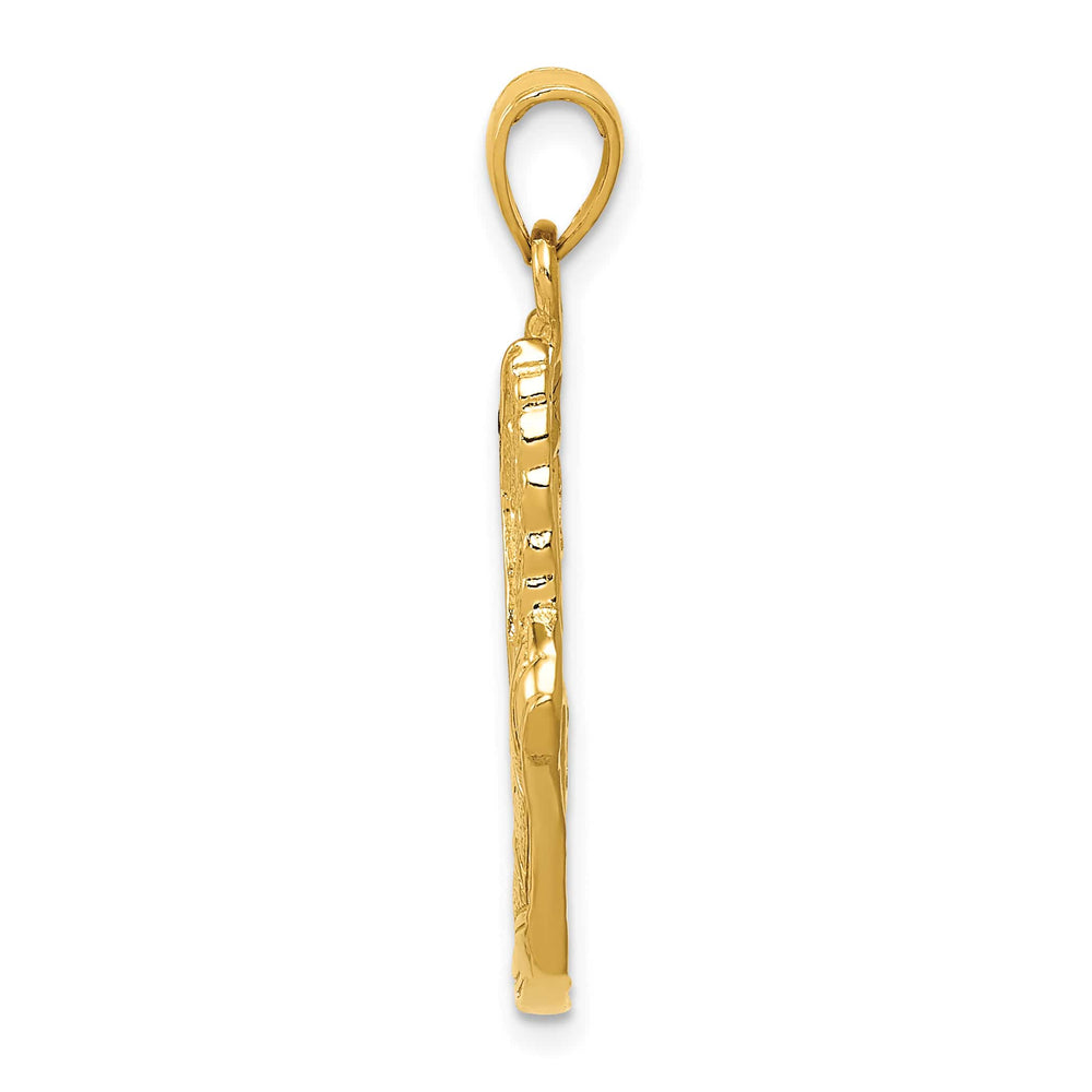 10K Yellow Gold Polished Running Shoe with Wings Pendant, Large