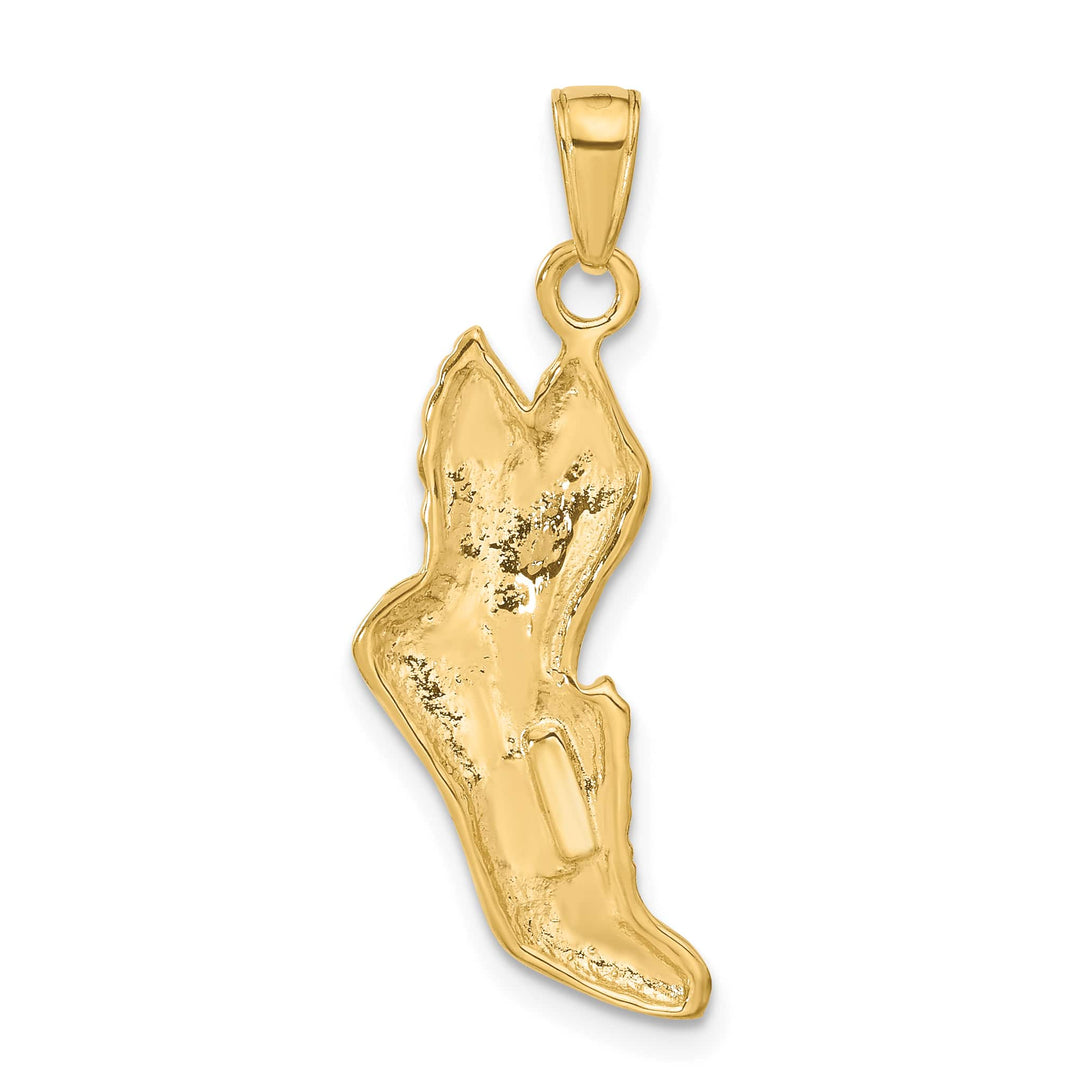10K Yellow Gold Polished Running Shoe with Wings Pendant, Large