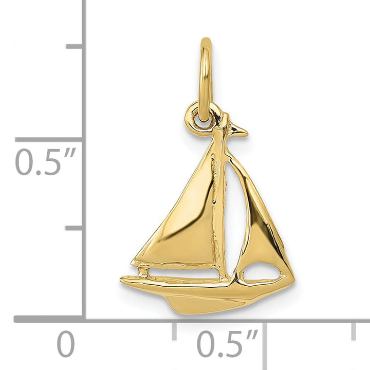 10K Yellow Gold Polished Sailboat Charm